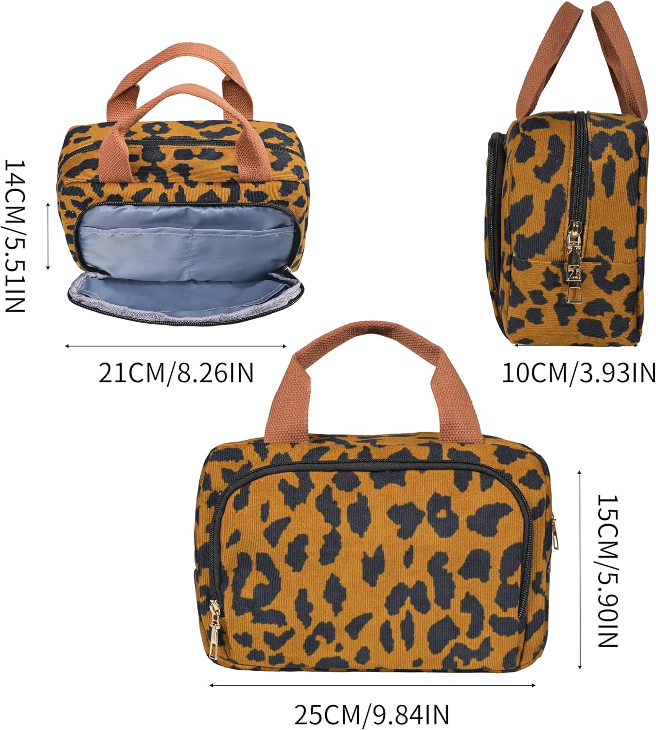 Detalle de Funtlend Kulturtasche für Damen aus Cord – Kulturbeutel/Kosmetiktasche zum Aufhängen (25 x 9 x 16 cm)