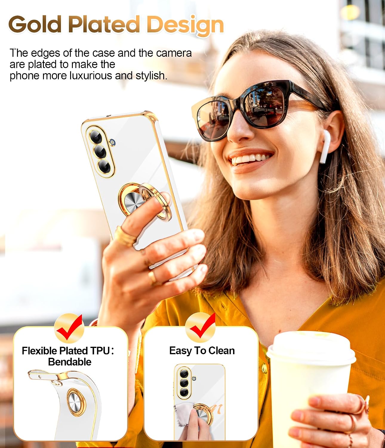 Detalle 2 de LeYi Samsung Galaxy A17 5G Case with 360° Ring Stand, 2 Screen Protectors