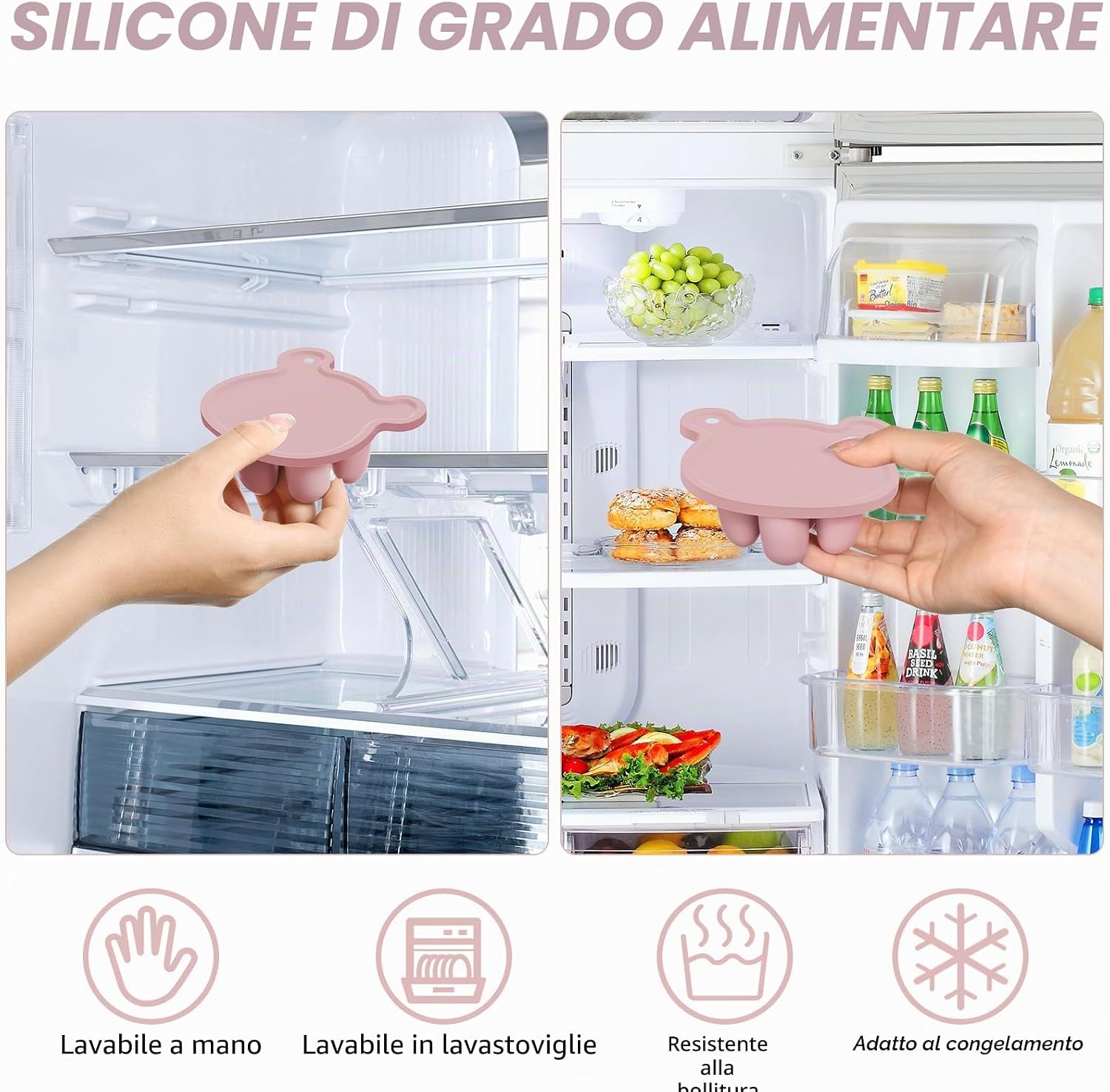 Detalle de Aolso Ciuccio Per Alimenti: stampo ghiaccioli in silicone e contenitori sicuri per omogeneizzati al frutto