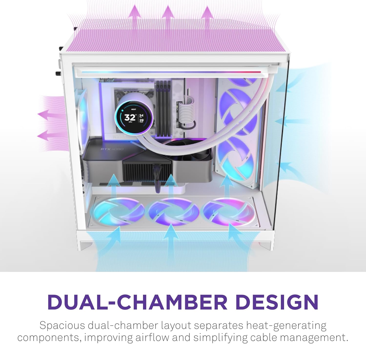 Thumbnail 6 de NZXT H9 Flow RGB+ ATX case with 7 RGB fans