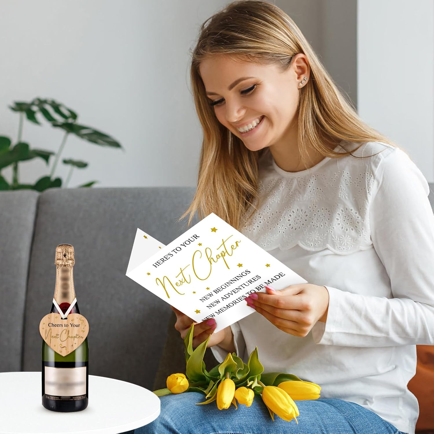 Detalle de Welsky Good Luck Cards with Wooden Plaque – Leave-taking Gift Set for Colleagues