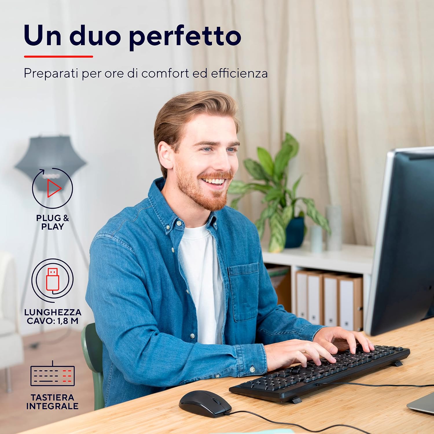 Detalle 2 de Trust Taro Set Tastiera e Mouse USB Cablati con Layout Italiano QWERTY