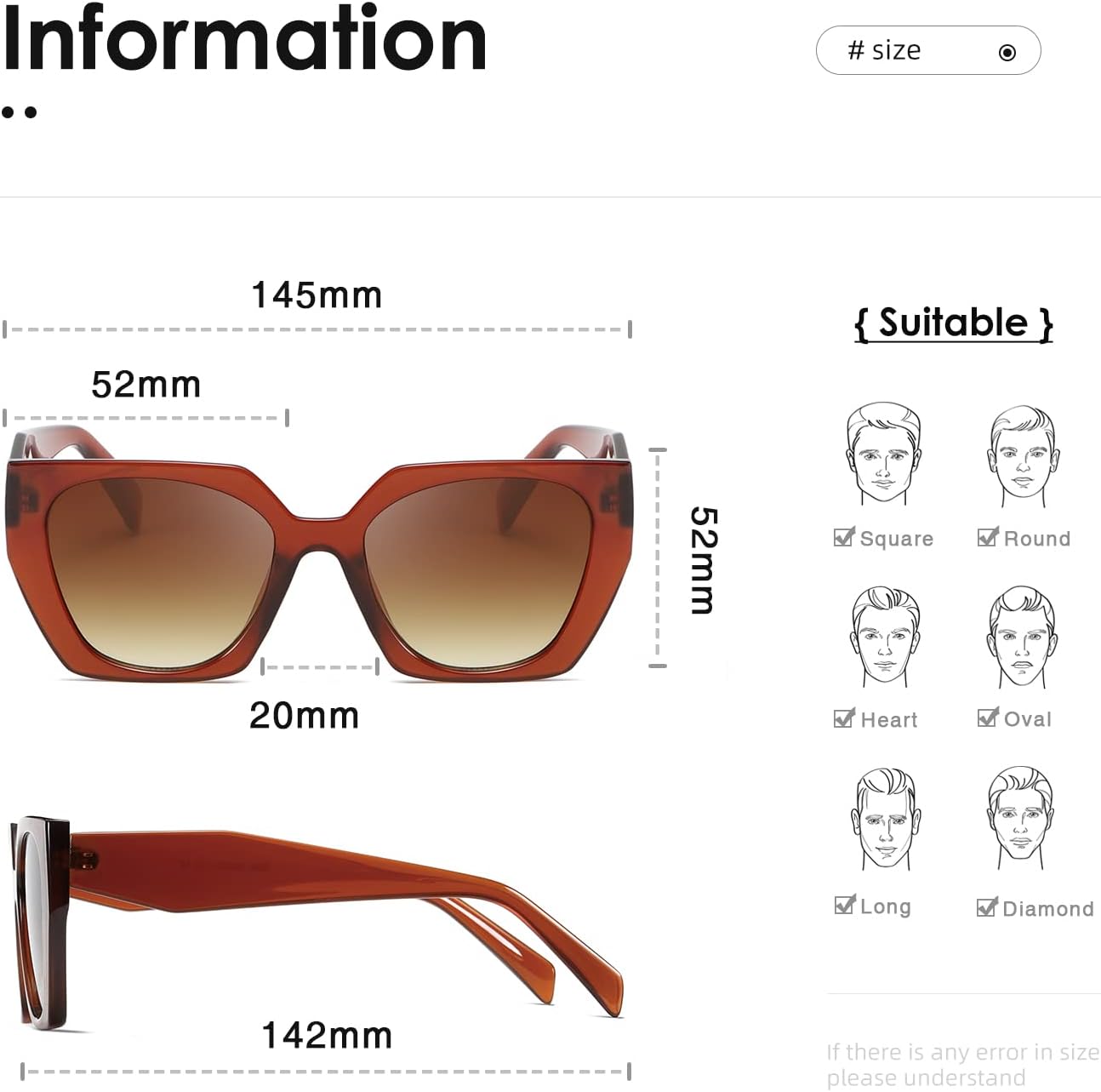Thumbnail 2 de Kimorn Vision Retro Oversize Sunglasses – UV400 Protection for Everyday Style