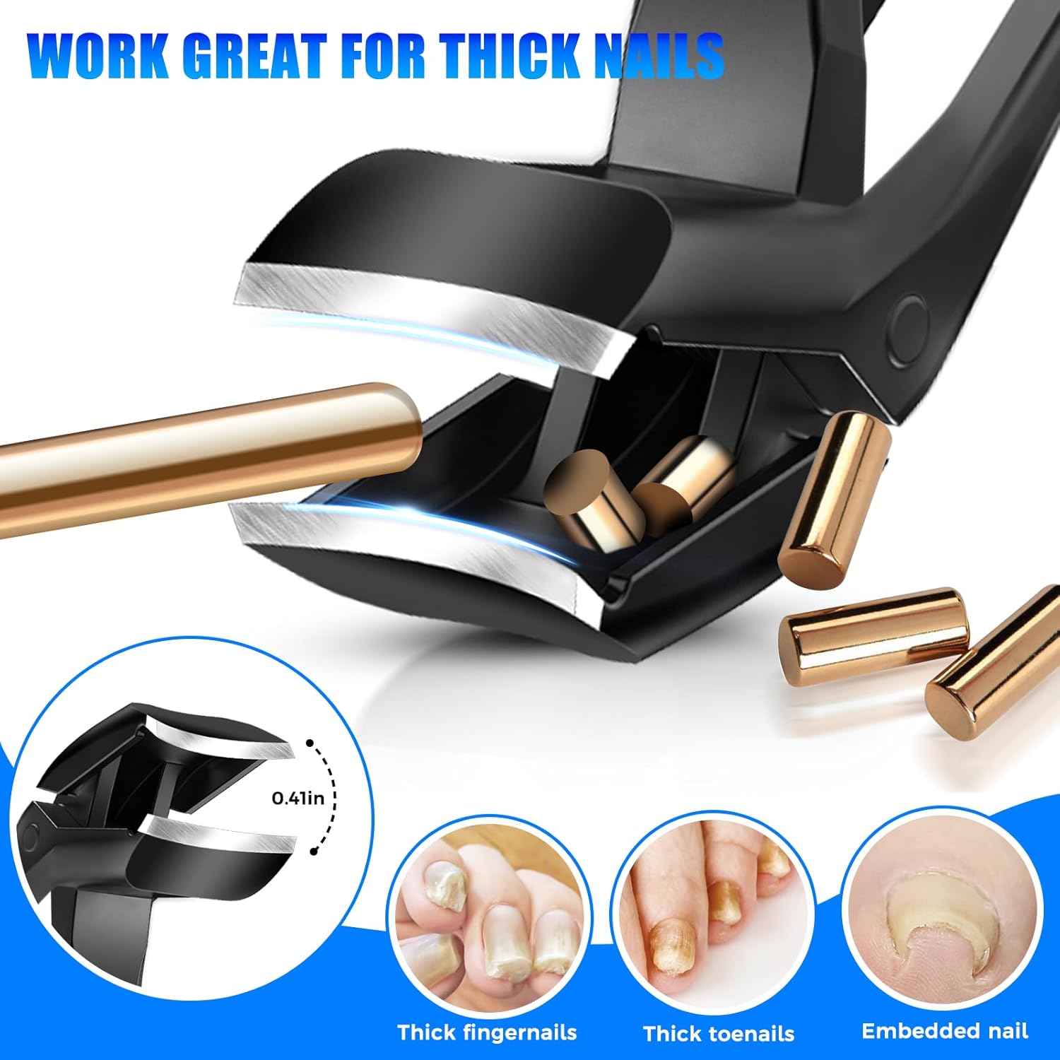 Thumbnail 3 de Toenail Clippers for Thick Toenails (2026) – Angled, Wide-Jaw, Long-Handle Set with Catcher