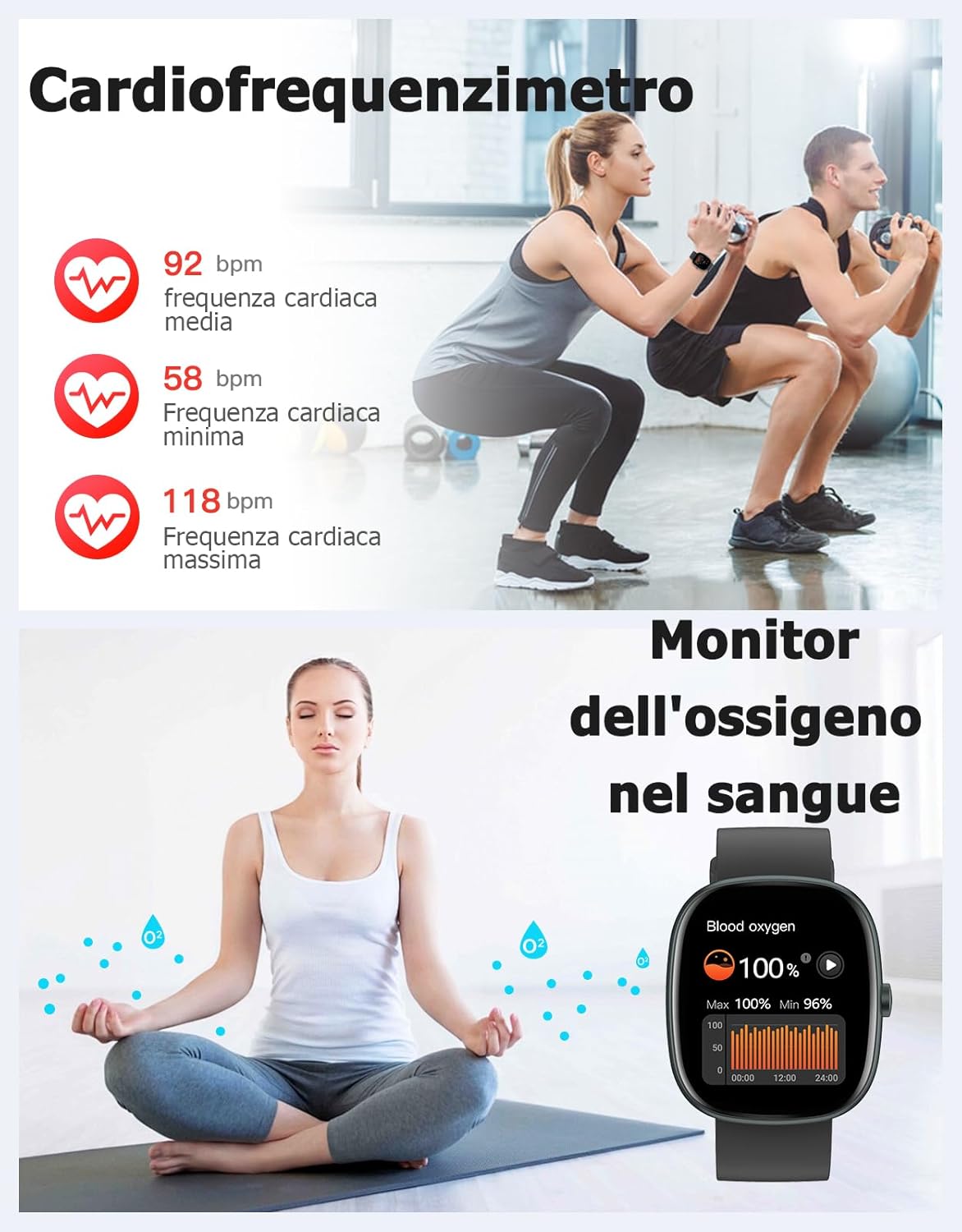 Detalle de HUAKUA Smartwatch Uomo Donna – Chiamate, Notifiche e Fitness con AMOLED, 5ATM e Bluetooth 5.4