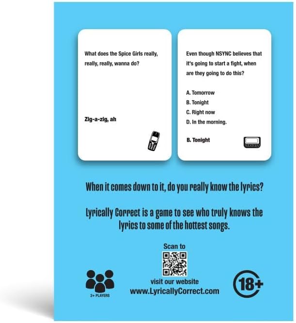 Detalle de Lyrically Correct Pop Edition 1990s–2000s Music Trivia Game 🎲