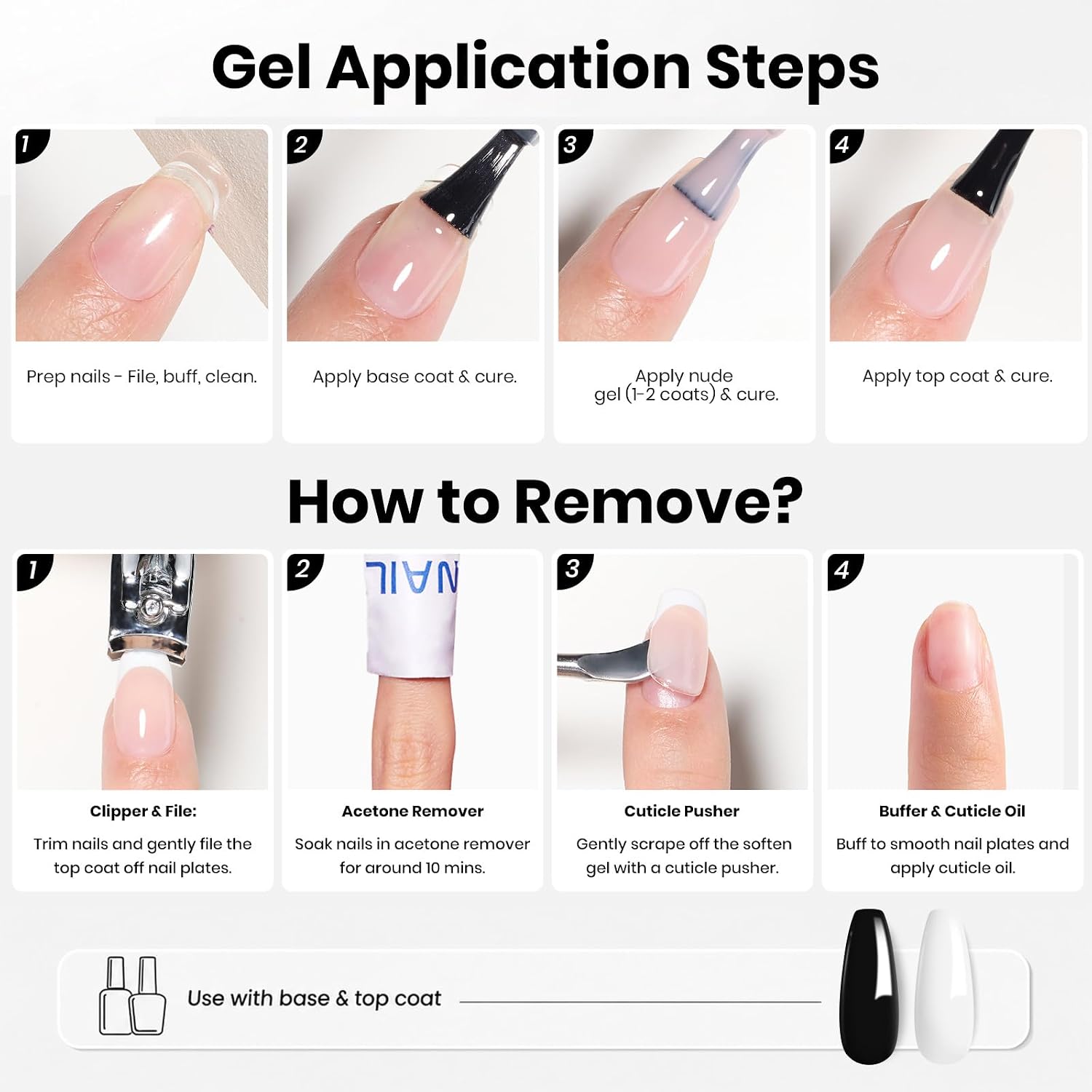 Thumbnail 6 de Beetles Black White Gel Polish Set (2 Pack, 15ml) for French Nails & DIY LED Manicures