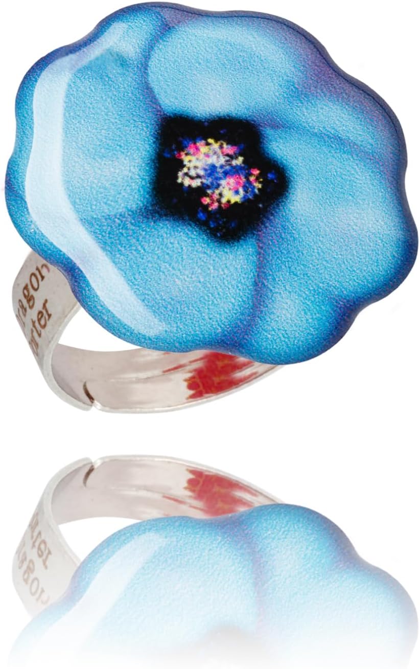 Detalle de Belle Fleur ou Papillon – Bague Fantaisie Réglable Bleu par Dragon Porter