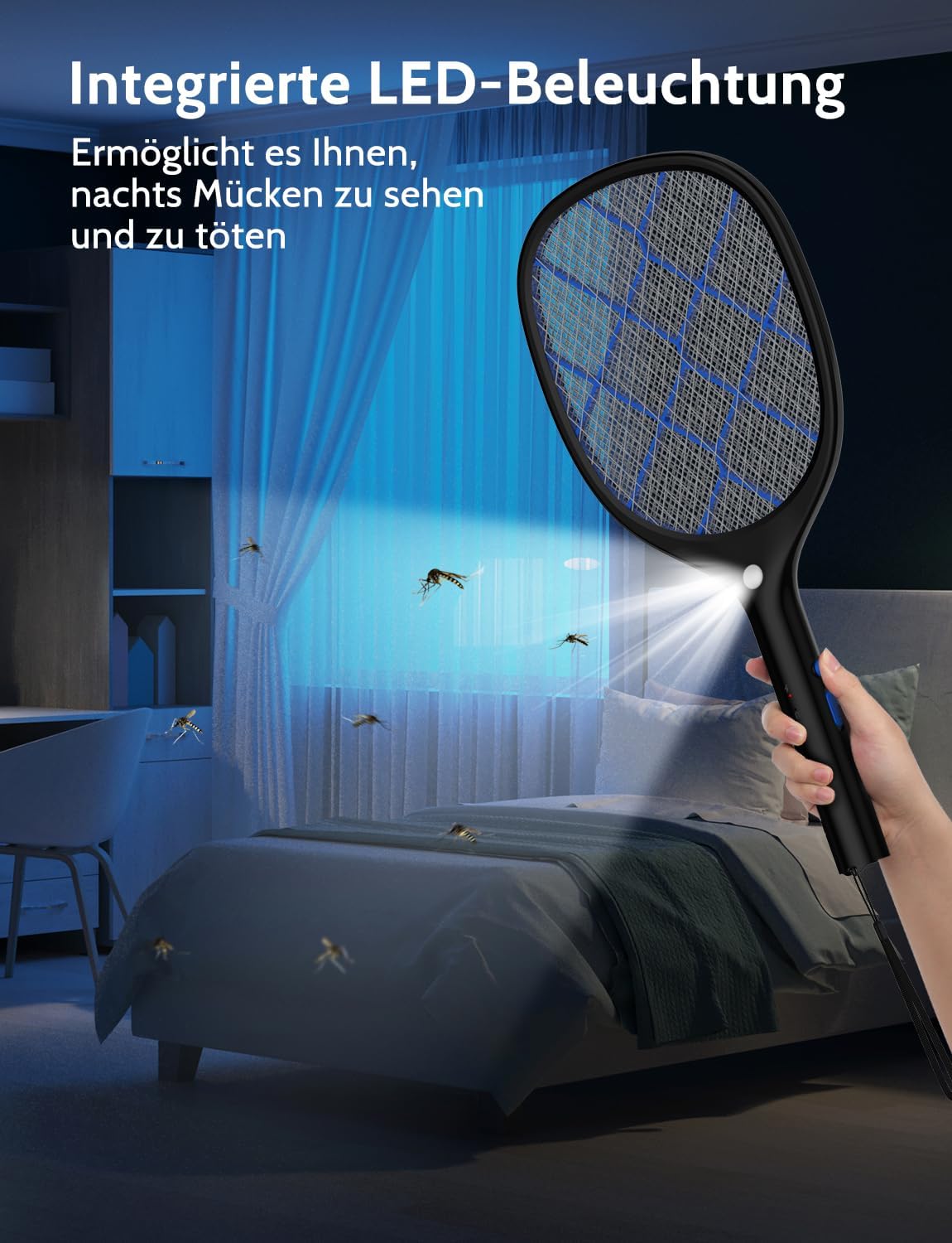 Thumbnail 3 de Yissvic Elektrische Fliegenklatsche extra stark 4000V – zuverlässiger Insektenschutz für Outdoor-Aktivitäten