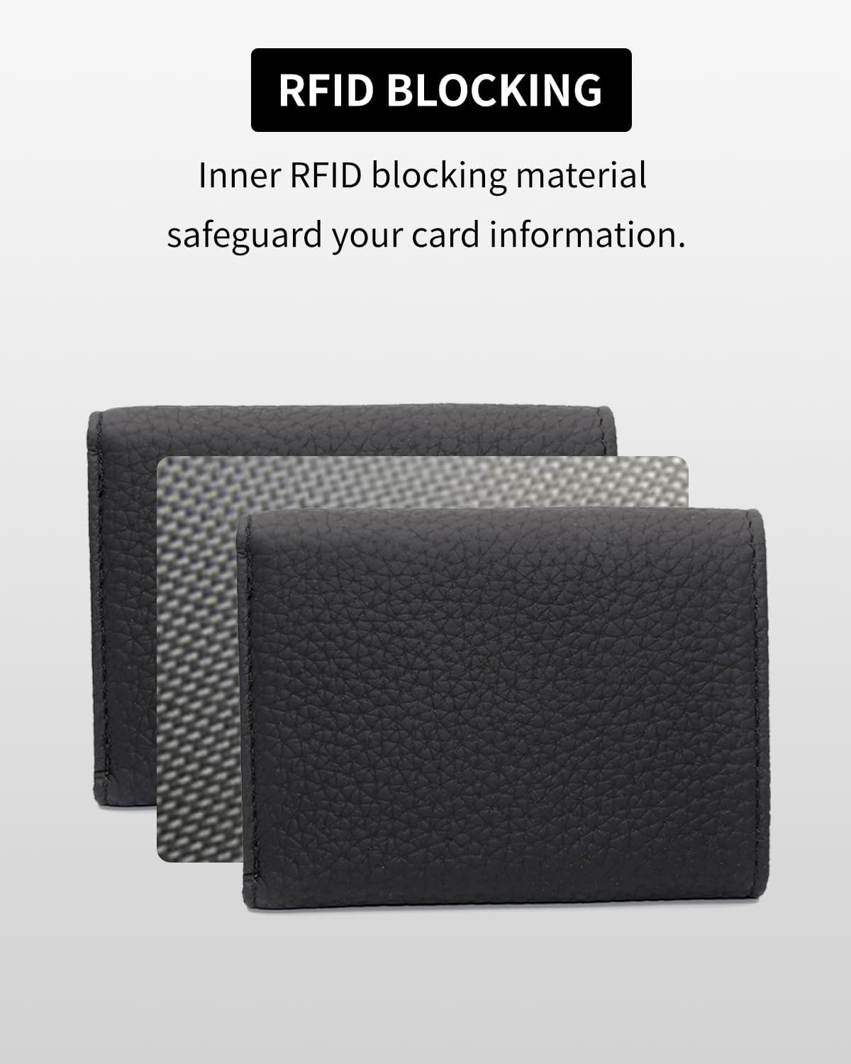 Detalle de Karmiir Portafoglio RFID piccolo in pelle per donne – nero