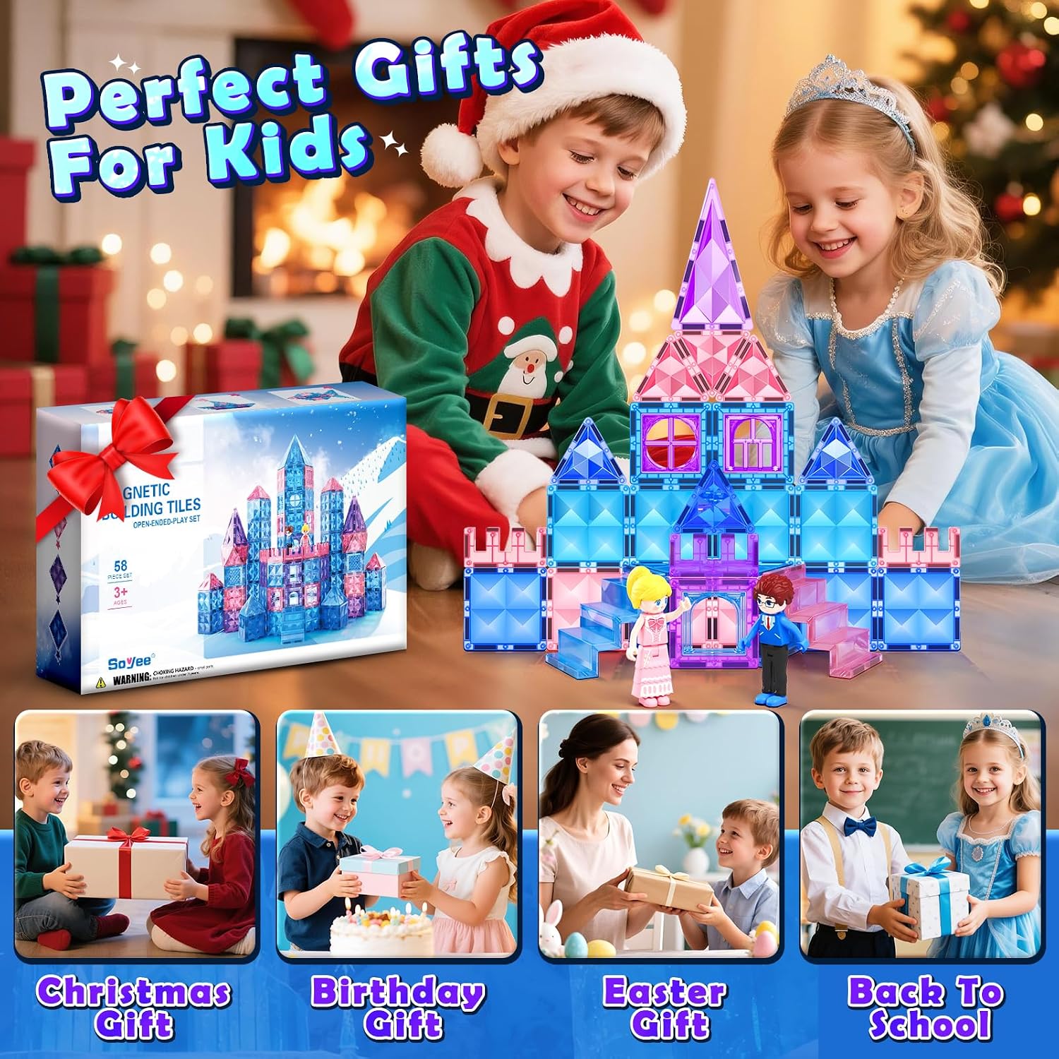 Thumbnail 6 de Magnetische Bausteine 58 Stück Spielset für Kinder 🧩