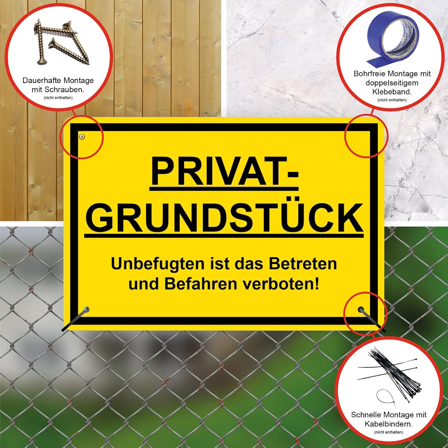 Thumbnail 2 de STROBO 2er Set XXL Privatgrundstück Hinweisschild „Unbefugten ist das Betreten und Befahren verboten!“ (40 x 30 cm, 5 mm Hartschaumplatte)