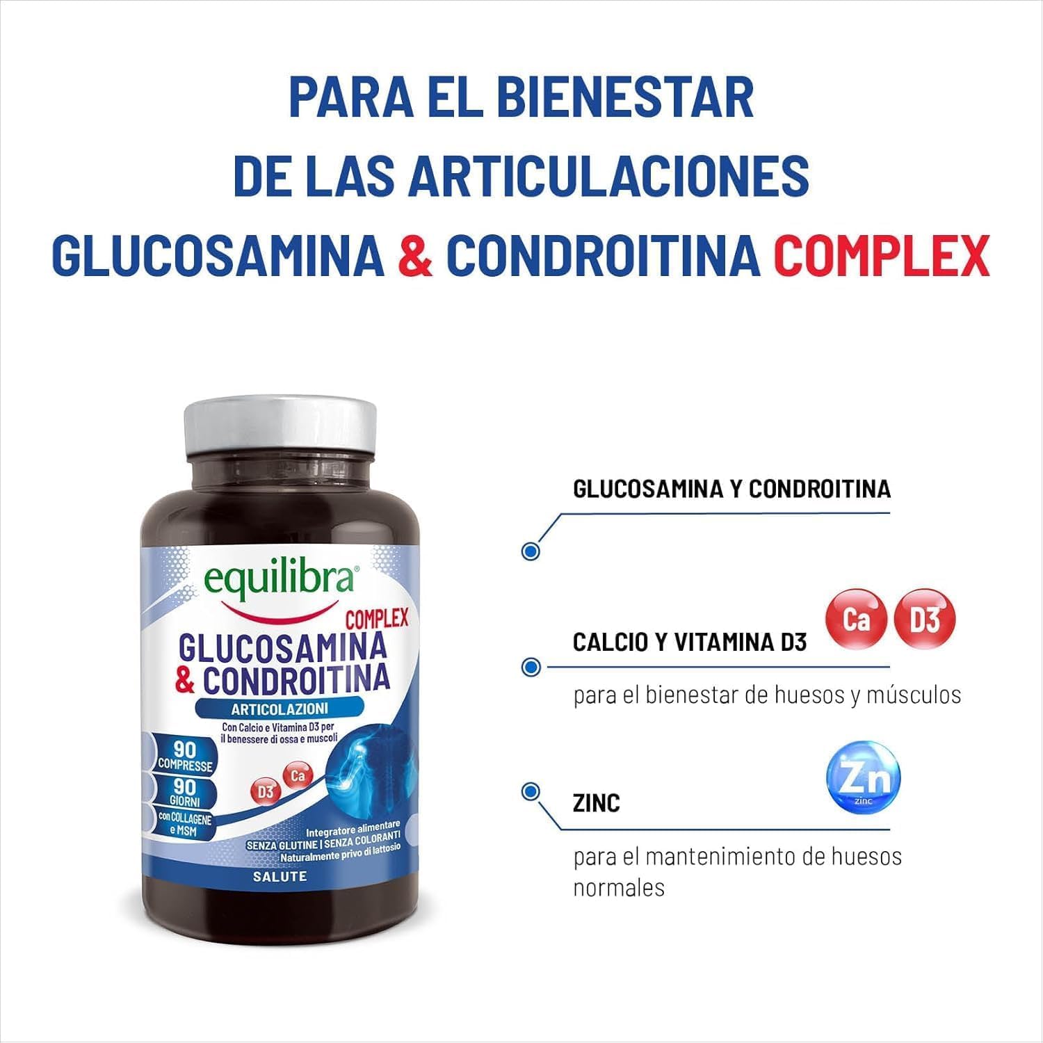 Thumbnail 1 de Equilibra Suplemento de Huesos con Glucosamina, Calcio y Vitamina D3 🦴