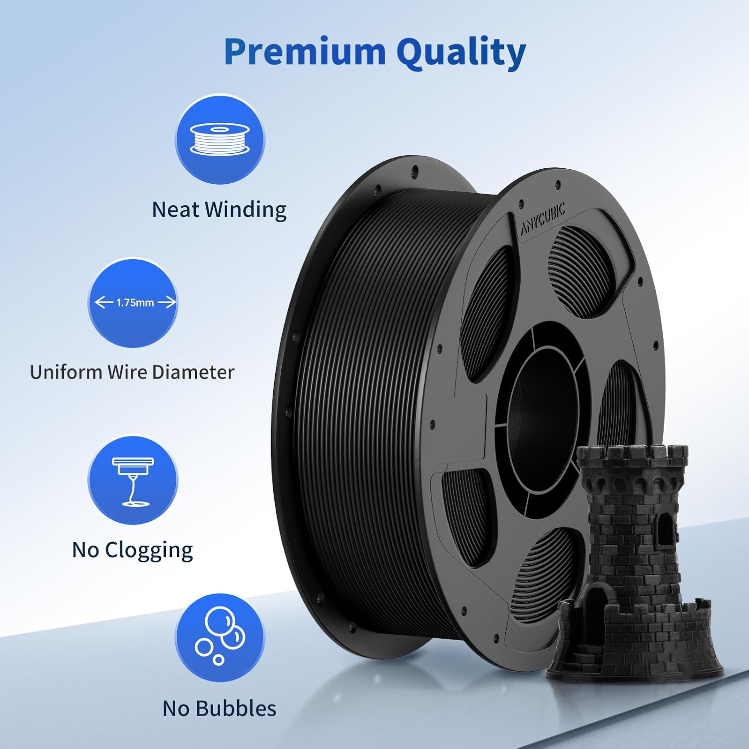 Detalle 2 de Anycubic PLA Filament 1.75mm (Black/White) – Intelligent RFID Identification, 2 Pack 1kg