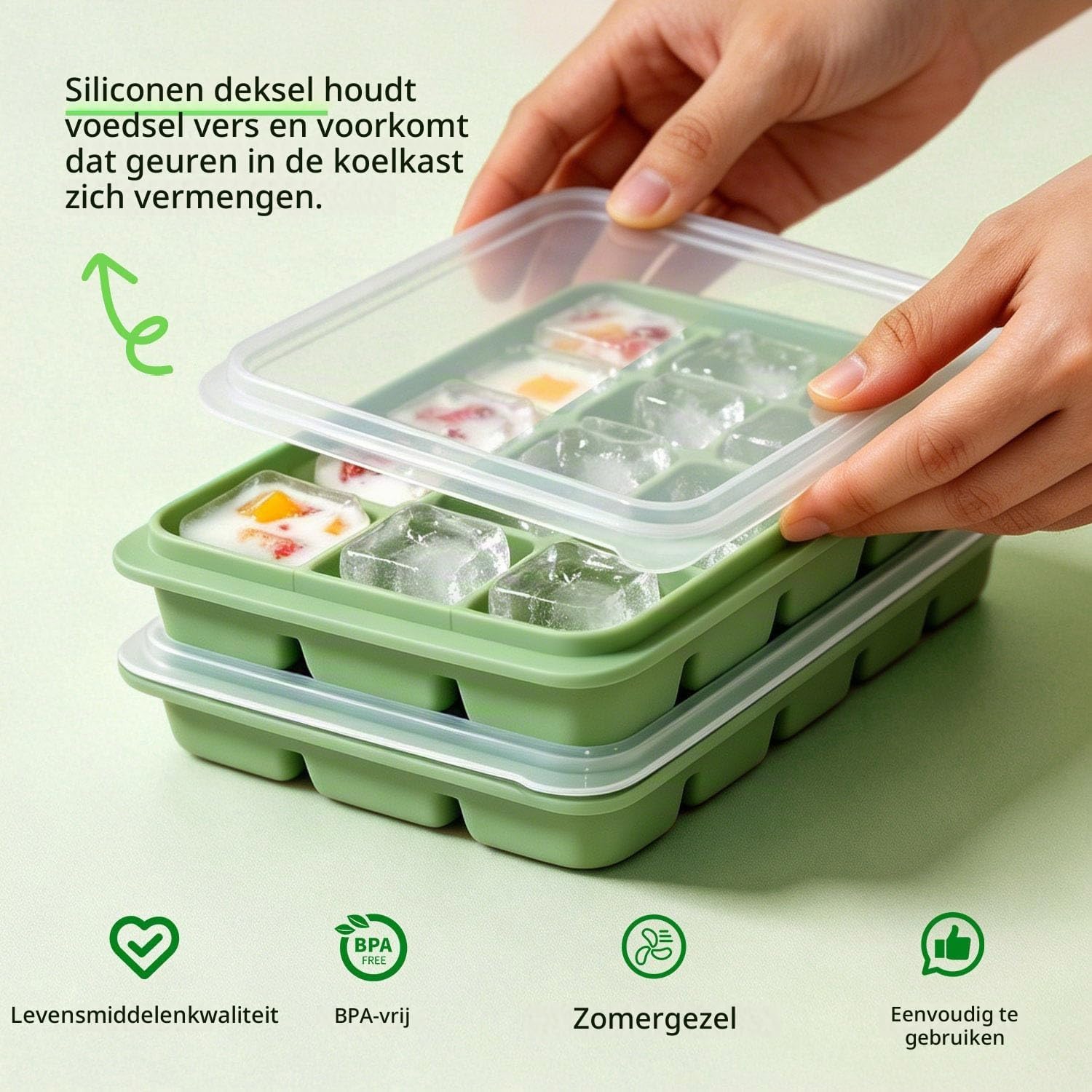 Detalle de Azxb Azxb- Ice Cube Trays ijsblokjesvorm van siliconen, 15 vakjes en stapelbaar