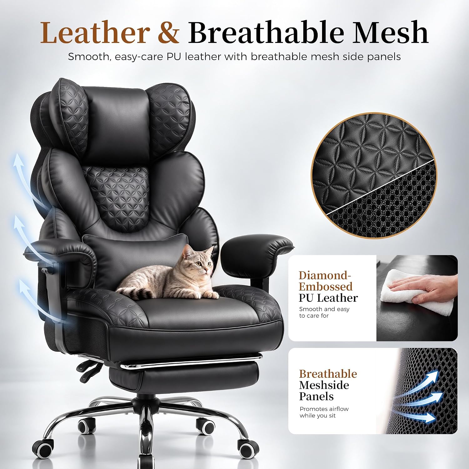 Thumbnail 6 de GTPOFFICE DMY-CH910 Big and Tall Executive Office Chair with Recline