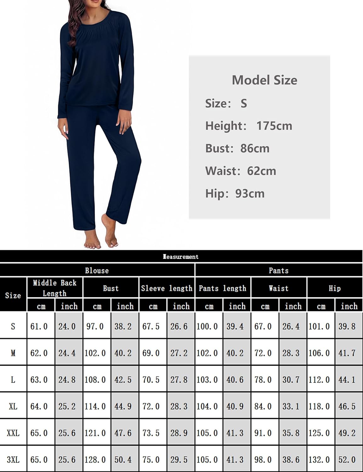 Thumbnail 5 de Uniexcosm Ensemble de Pyjama Femme Hiver – Pijama 2 pièces manches longues, Col ras du cou