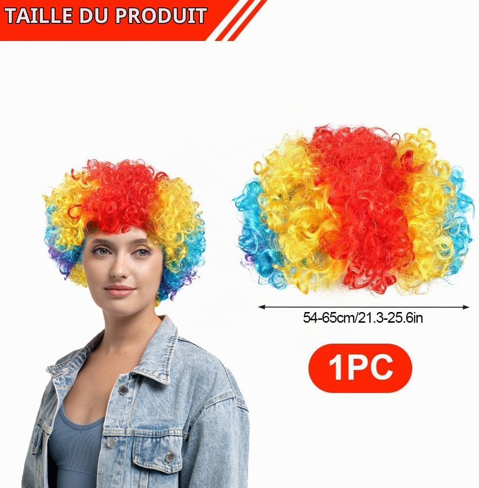 Detalle 2 de BSBUY 5189636 kleurrijke clownpruik van zijde op hoge temperatuur