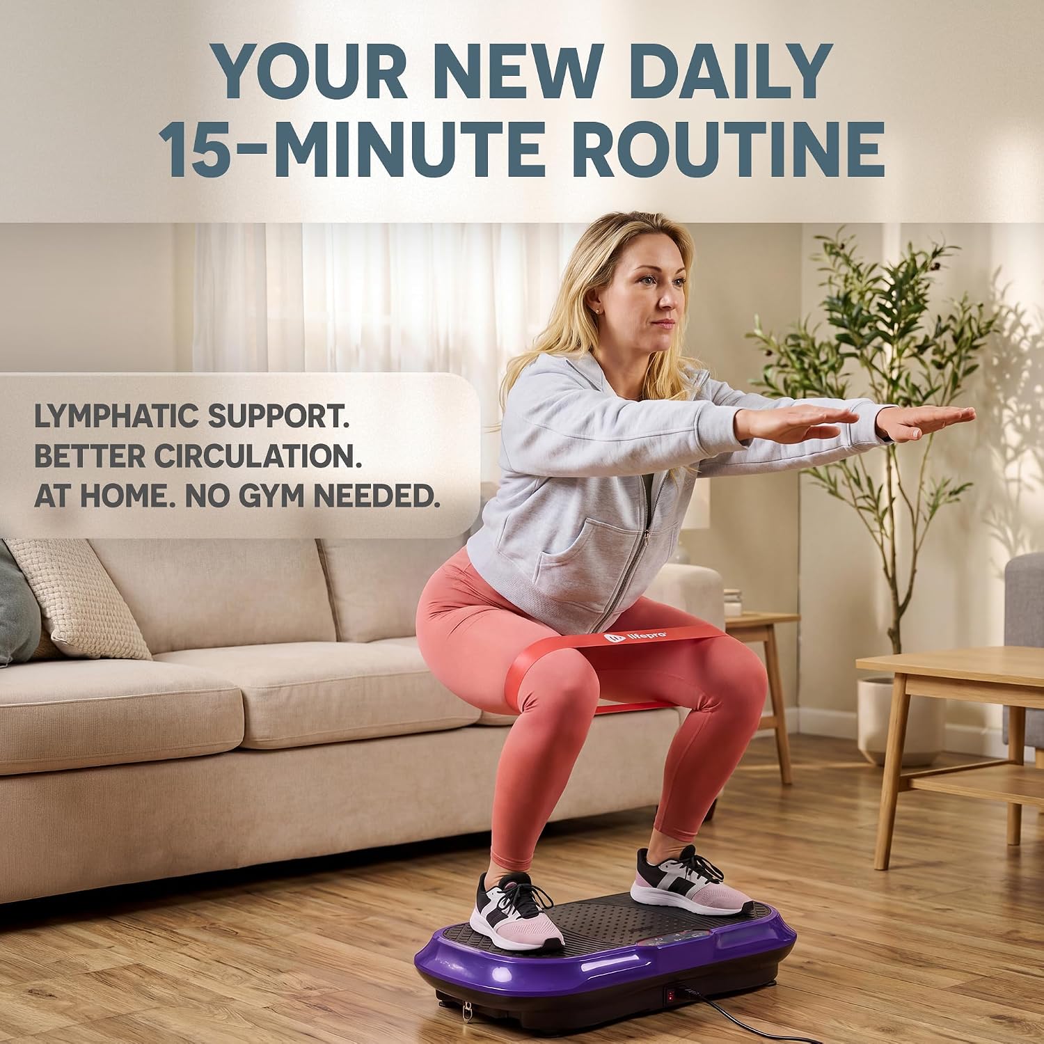 Detalle de Lifepro LP-WVR-PRPL Waver Vibration Plate, Dual-Action Motion, 10 Modes