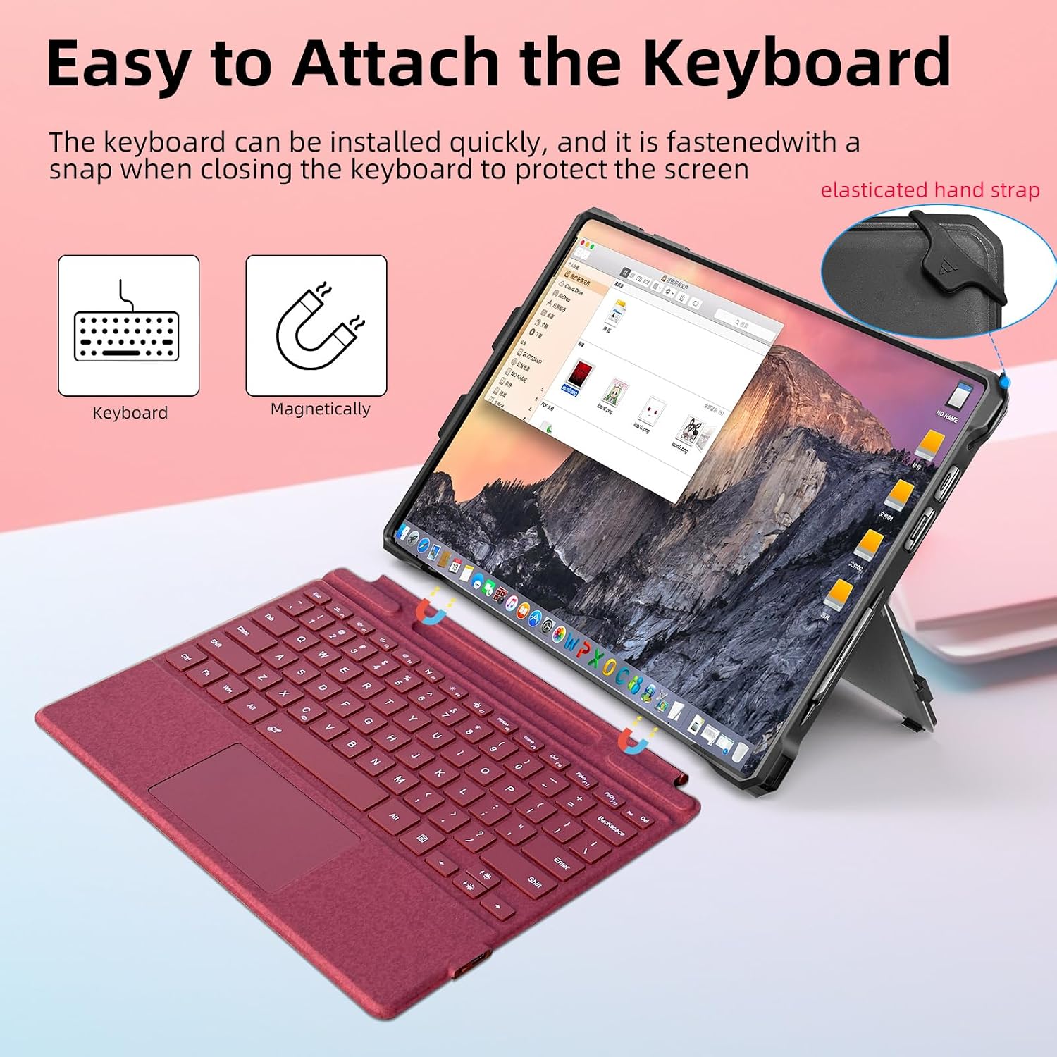 Detalle de SSS·GRGB Protective Case for Microsoft Surface Pro 7+/7/6/5/4/Pro LTE 12.3-Inch – Slim Rugged Cover with Hand Strap (Red)