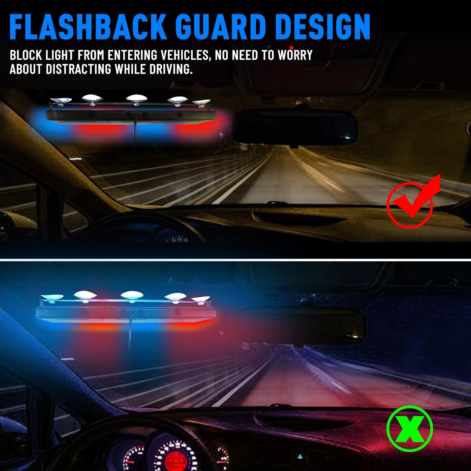 Thumbnail 3 de I LITTON 2-In-1 Red & Blue LED Windshield Dash Strobe Lights with Suction Cups