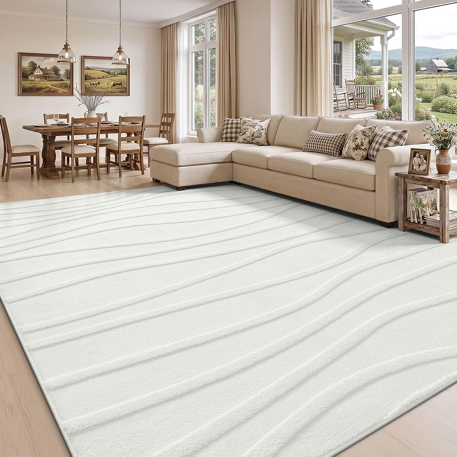 Detalle de Homaxy vloerkleed 120 x 160 cm, wasbaar pluche met golfpatroon
