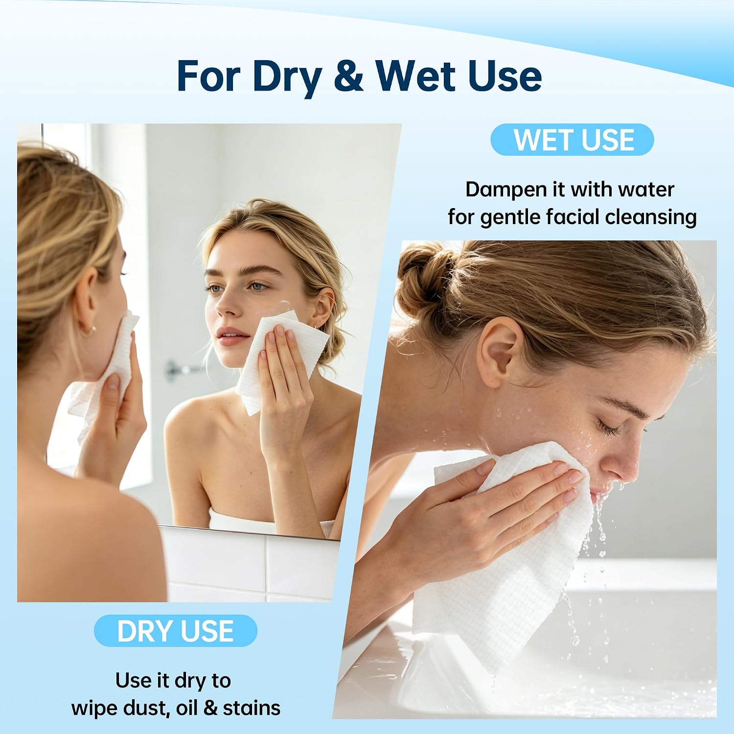Detalle de HOMERHYME HR-11VC600CT Disposable Face Towels, 600 Count, Lint-Free