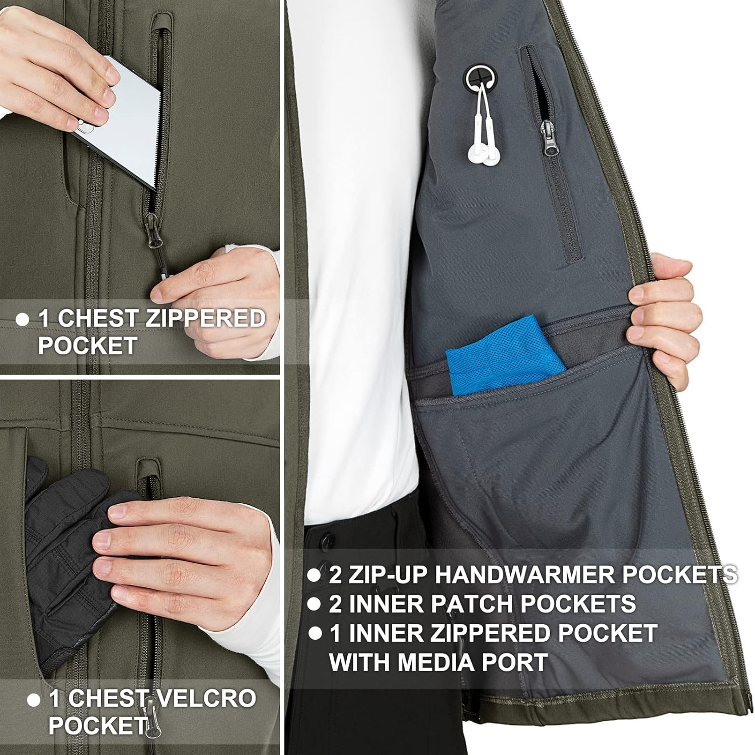 Thumbnail 4 de 33,000ft Men's Softshell Gilet: Windproof, Fleece-Lined Vest for Leisure, Golf and Travel