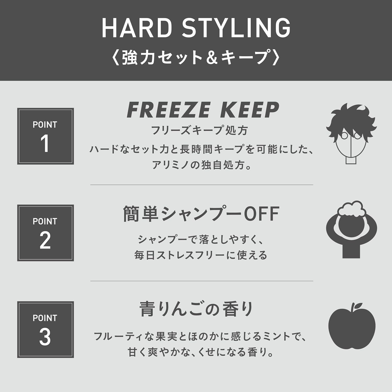 Detalle de アリミノ SPICE+ ウェットワックス 80g|青りんごの香り・濡れツヤ仕上げ