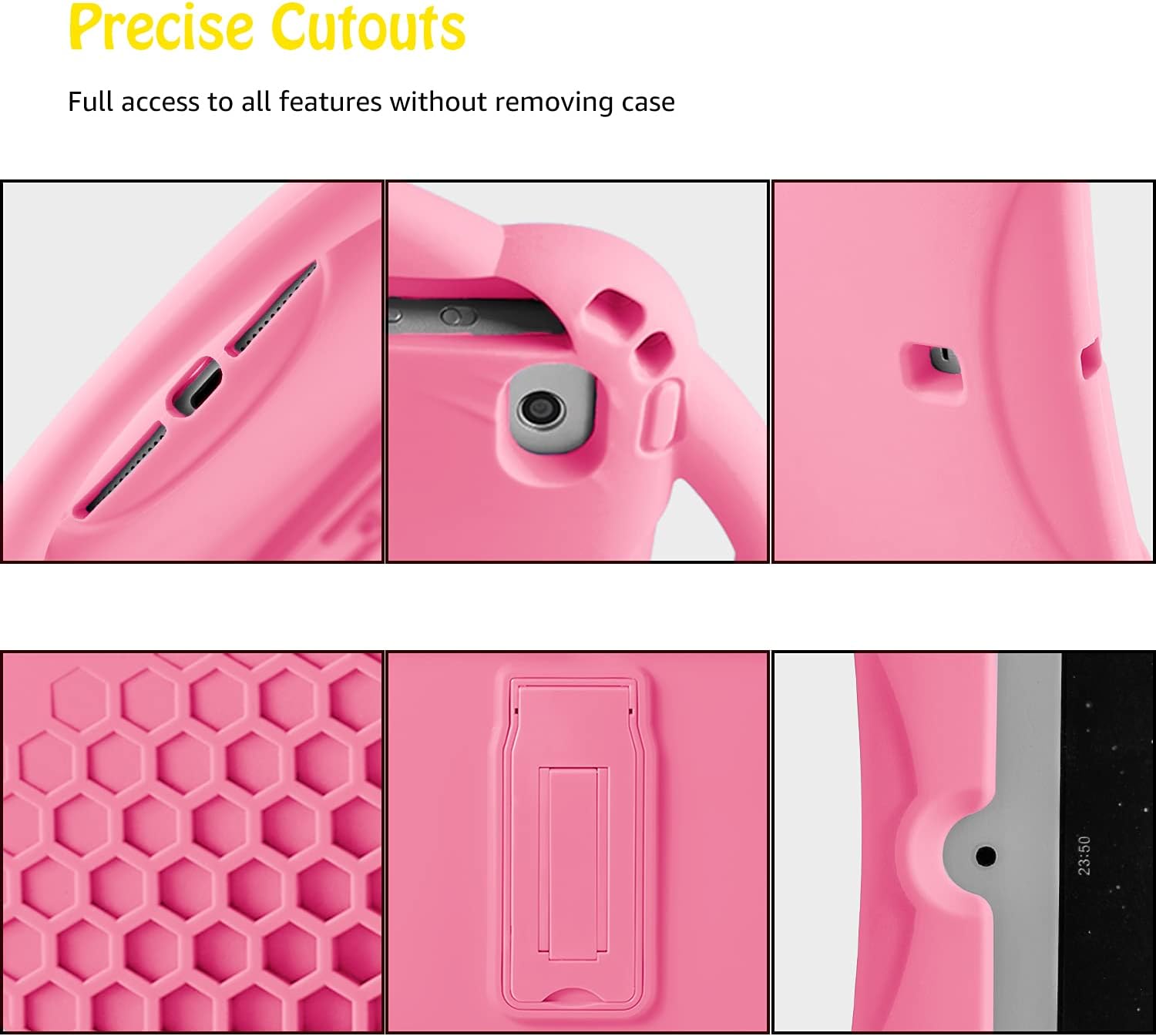 Detalle de TopEsct Kids Case for iPad Mini (All Generations) – Shockproof Silicone Case with Handle and Stand (Pink)