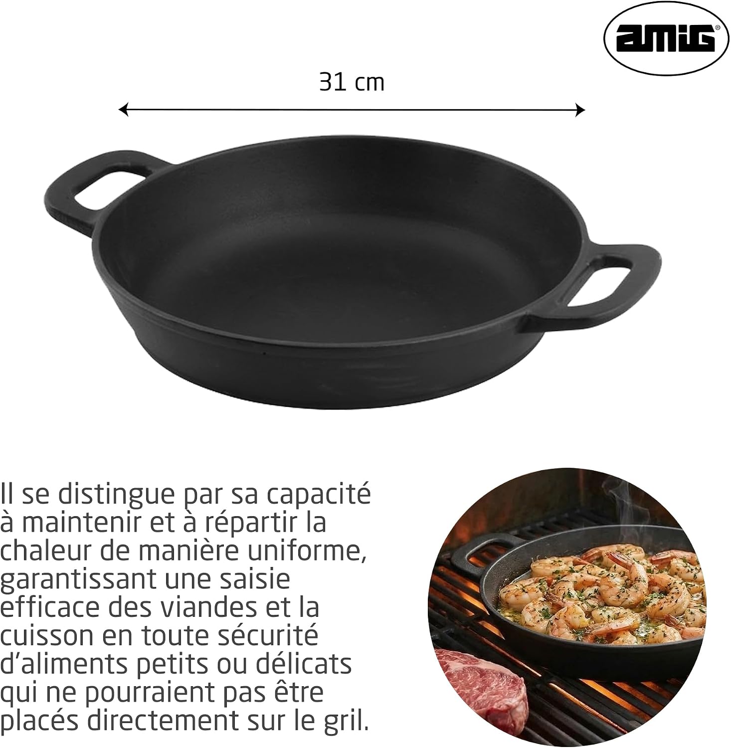 Thumbnail 6 de Amig Mod. AM39 Cast Iron Skillet, Ø31 cm for Charcoal and Gas Grills