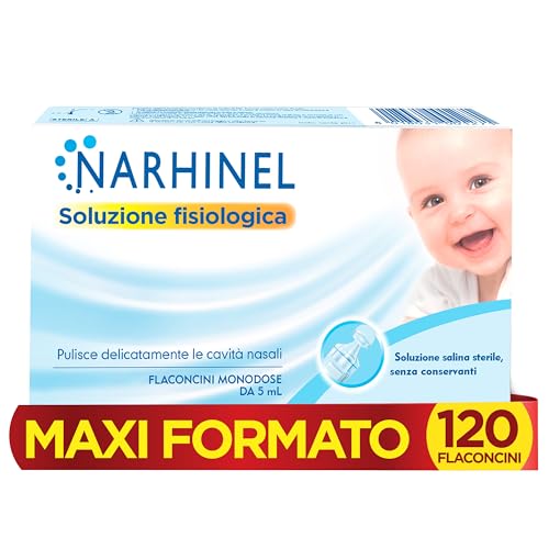 Narhinel Soluzione Fisiologica Salina Isotonica – Lavaggi Nasali, 120 Flaconi da 5 ml