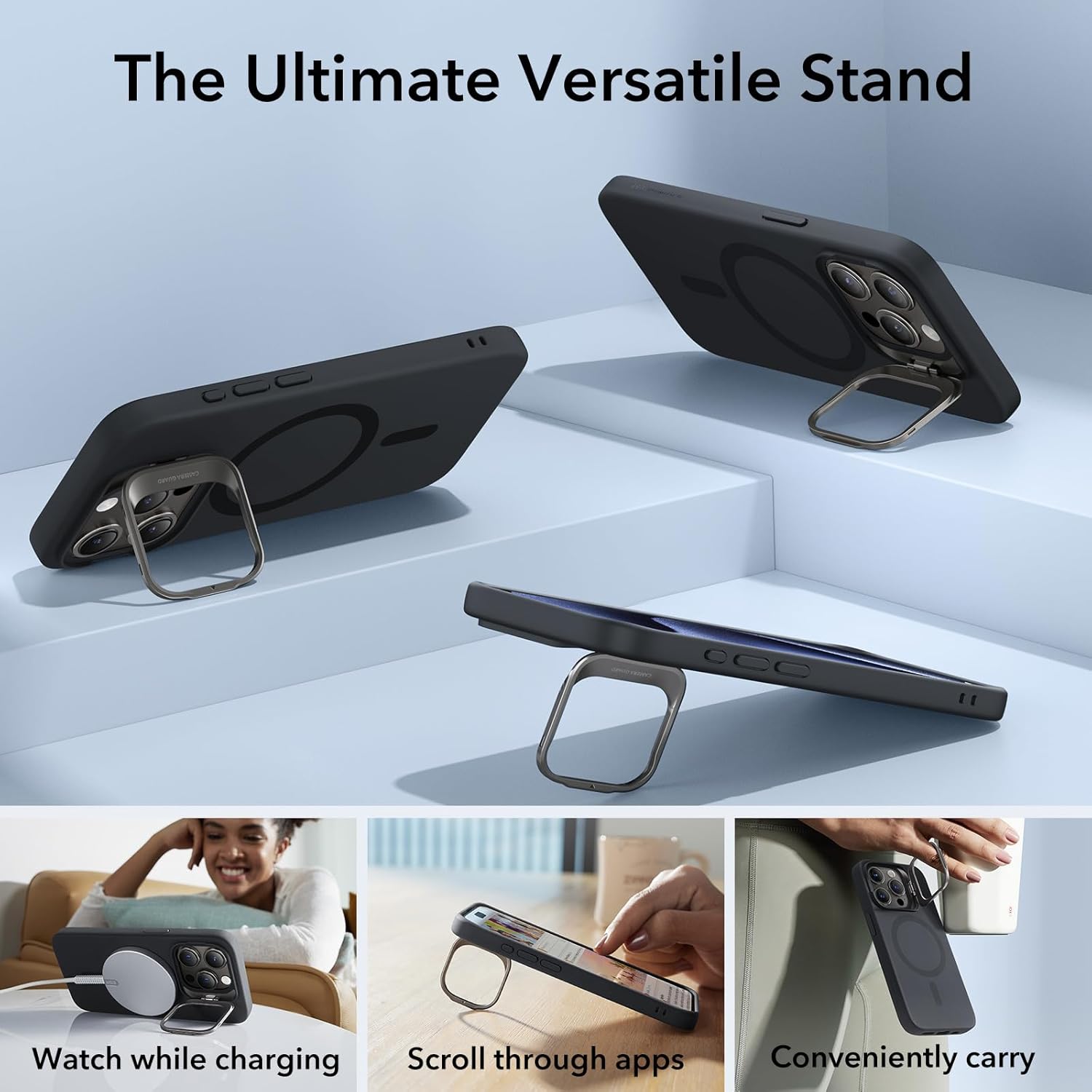 Thumbnail 4 de ESR MagSafe Silicone Case with Stand for iPhone 15 Pro (Cloud Series)
