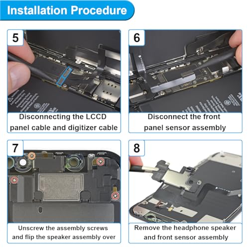 Thumbnail 6 de ZHUROUPU écouteur de remplacement pour iPhone 11 avec nappe et joint prédécoupé