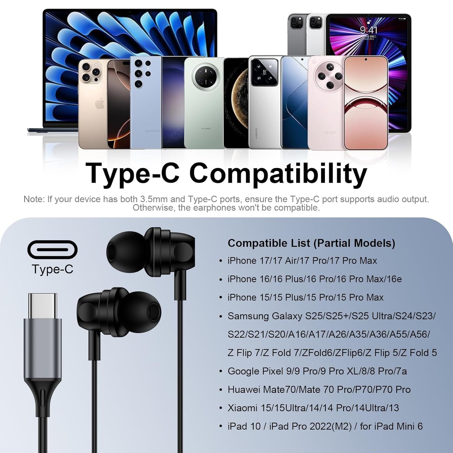 Thumbnail 5 de Wired USB‑C Earphones with Microphone for iPhone & Android – In‑Ear Earbuds with DAC