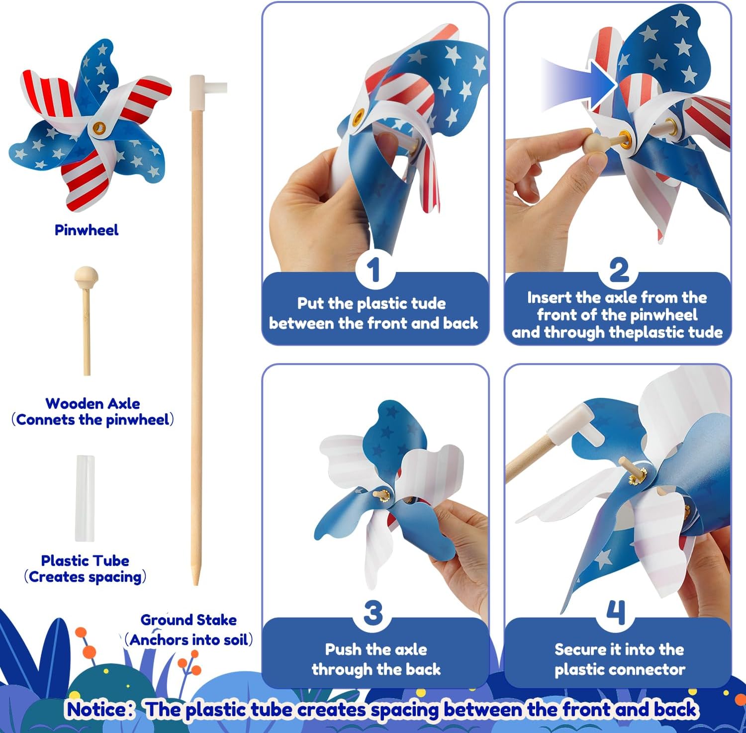 Detalle de IiILittle Patriotic Pinwheels, 12-Pack