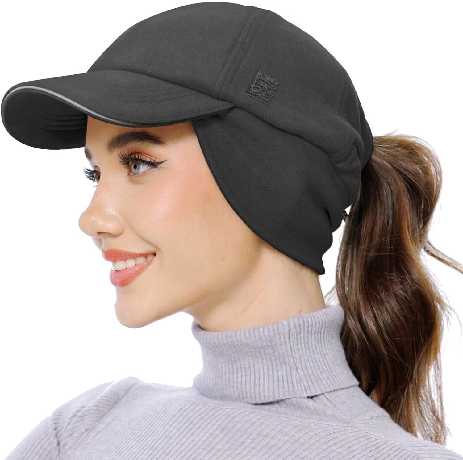 Detalle 2 de GADIEMKENSD Womens Fleece Ponytail Hat Reflective Winter Hat