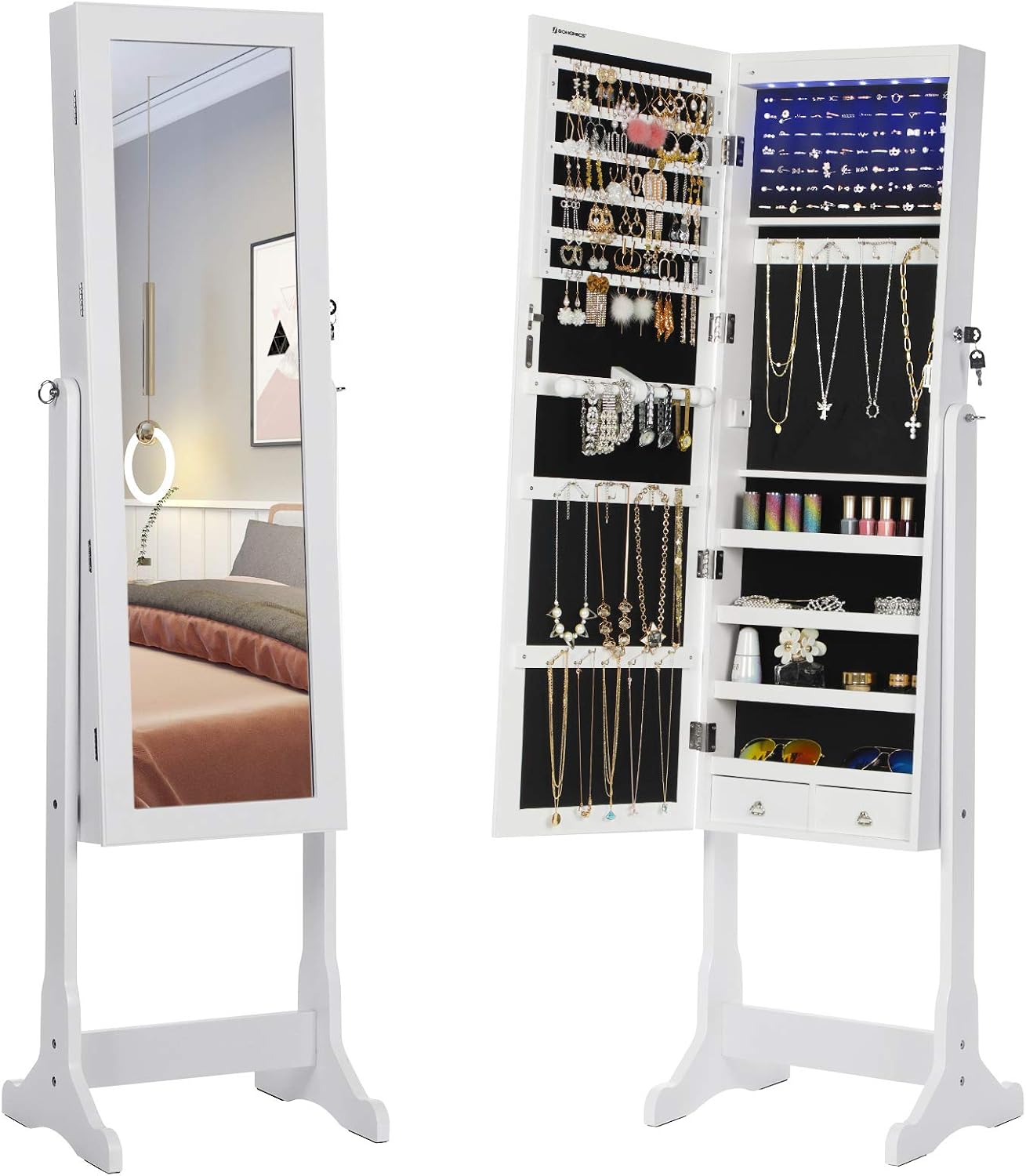 Detalle de Songmics JBC94W Armoire à Bijoux LED