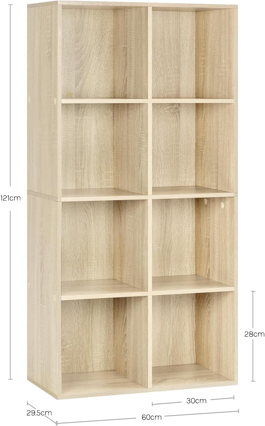 Detalle de WOLTU Bücherregal 8 Fächer Standregal „helle Eiche“ (60 x 121 x 29,5 cm) SK002hei4