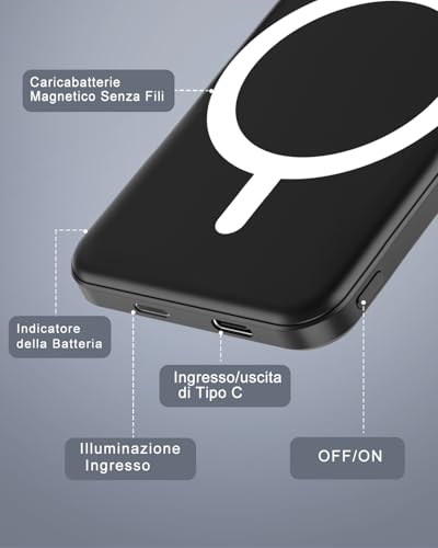 Thumbnail 2 de Podoru Power Bank per MagSafe 5000mAh: carica wireless magnetica compatta per iPhone