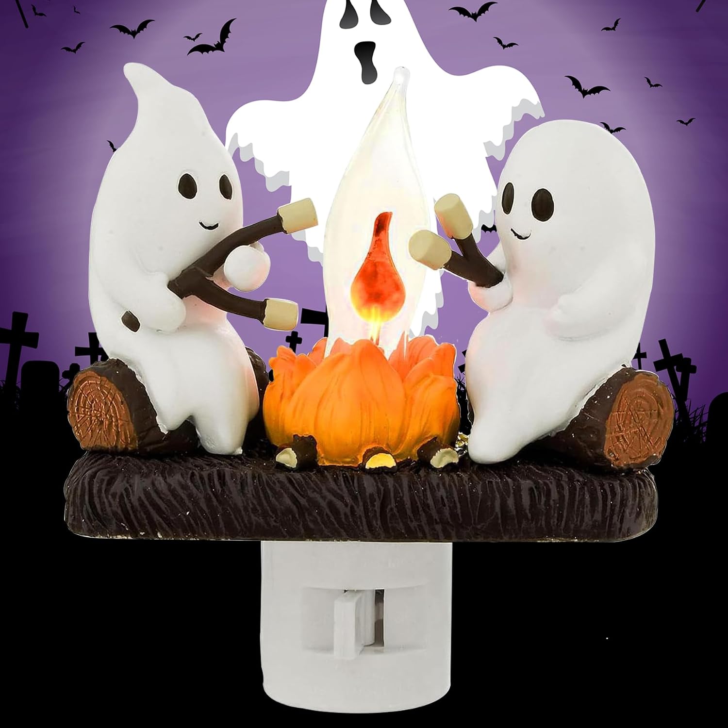 Detalle de MXXT HGCFL001 Halloween Ghost Campfire Plug-In LED Night Light, Purple