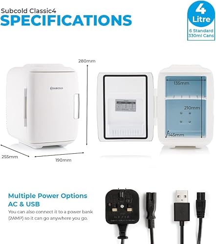 Detalle de Subcold Classic4 Mini Fridge: 4L Thermoelectric Cooler & Warmer