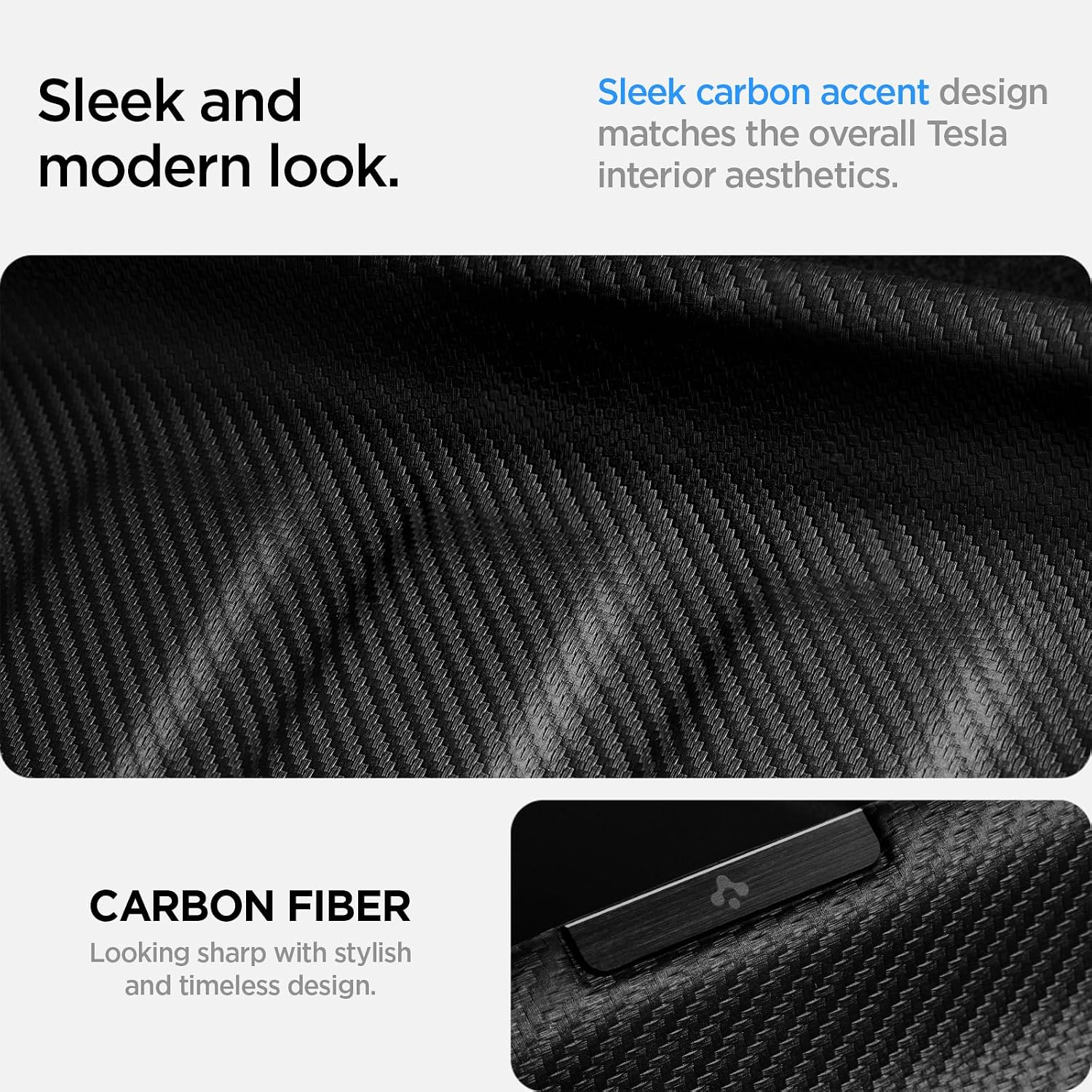 Detalle de Spigen Tesla Model Y (approx. 2024) Rear Trunk Mat / Cargo Liner in Carbon Edition