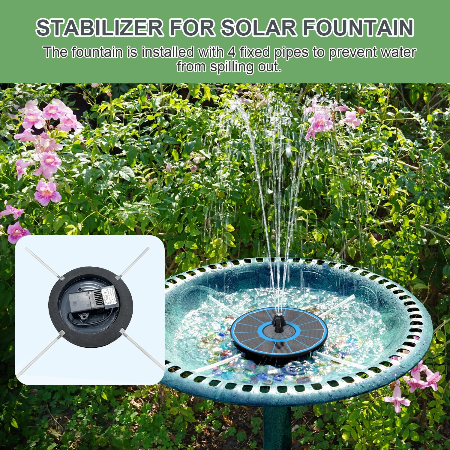 Thumbnail 1 de Yzert Solar Fountain 2025 Upgrade – 3.5W Glass Panel Solar Bird Bath Fountain (Blue)