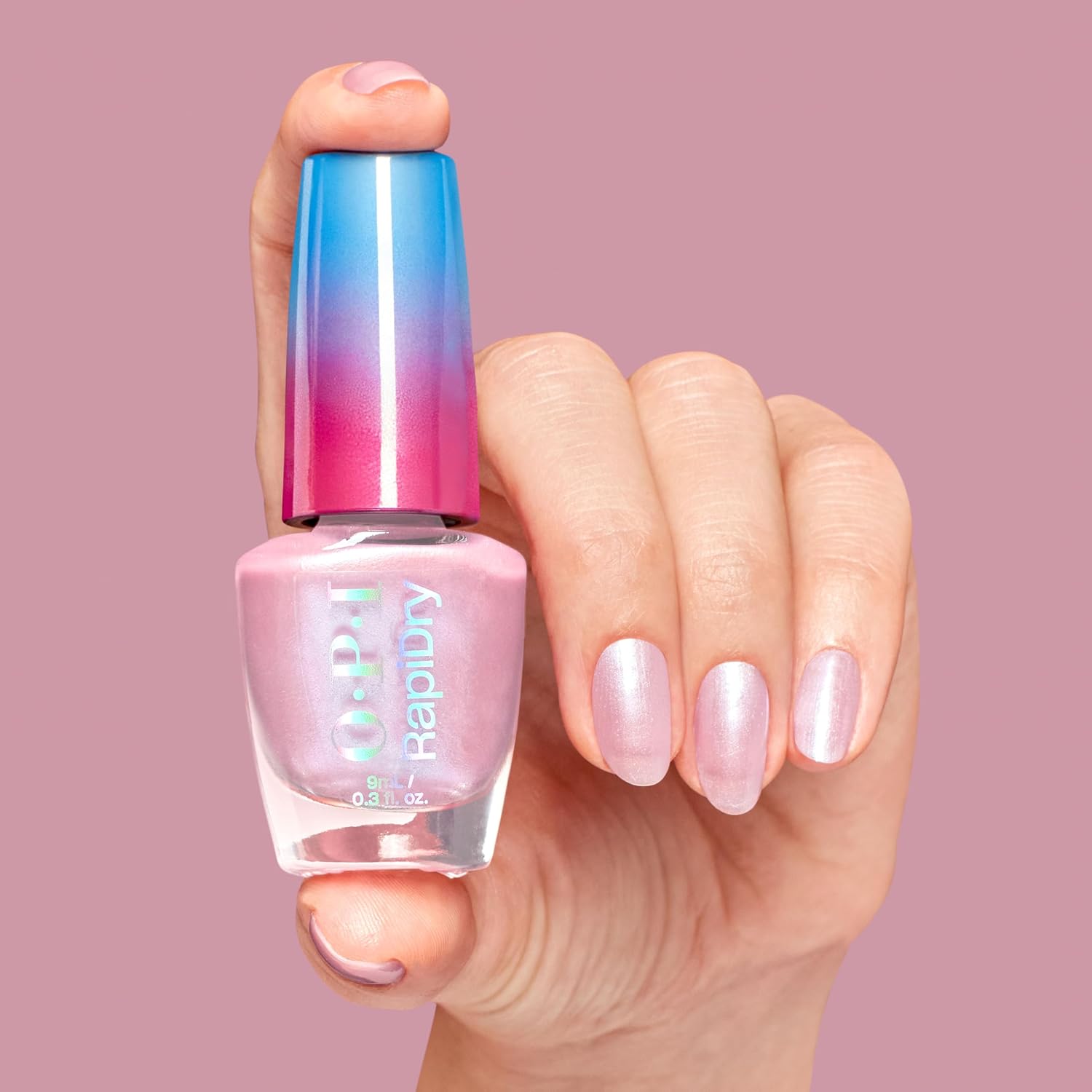 Detalle de OPI RapiDry Vernis à ongles séchage rapide nude & rose, tenue jusqu’à 5 jours (9 ml), fini très brillant, vegan