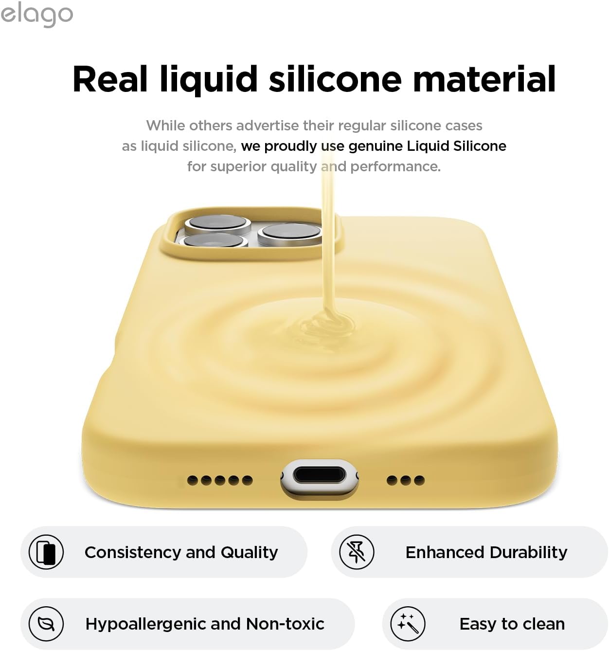 Thumbnail 2 de elago Liquid Silicone Case for iPhone 16 Pro (Full-Body, Shockproof) with Microfibre Lining – Yellow