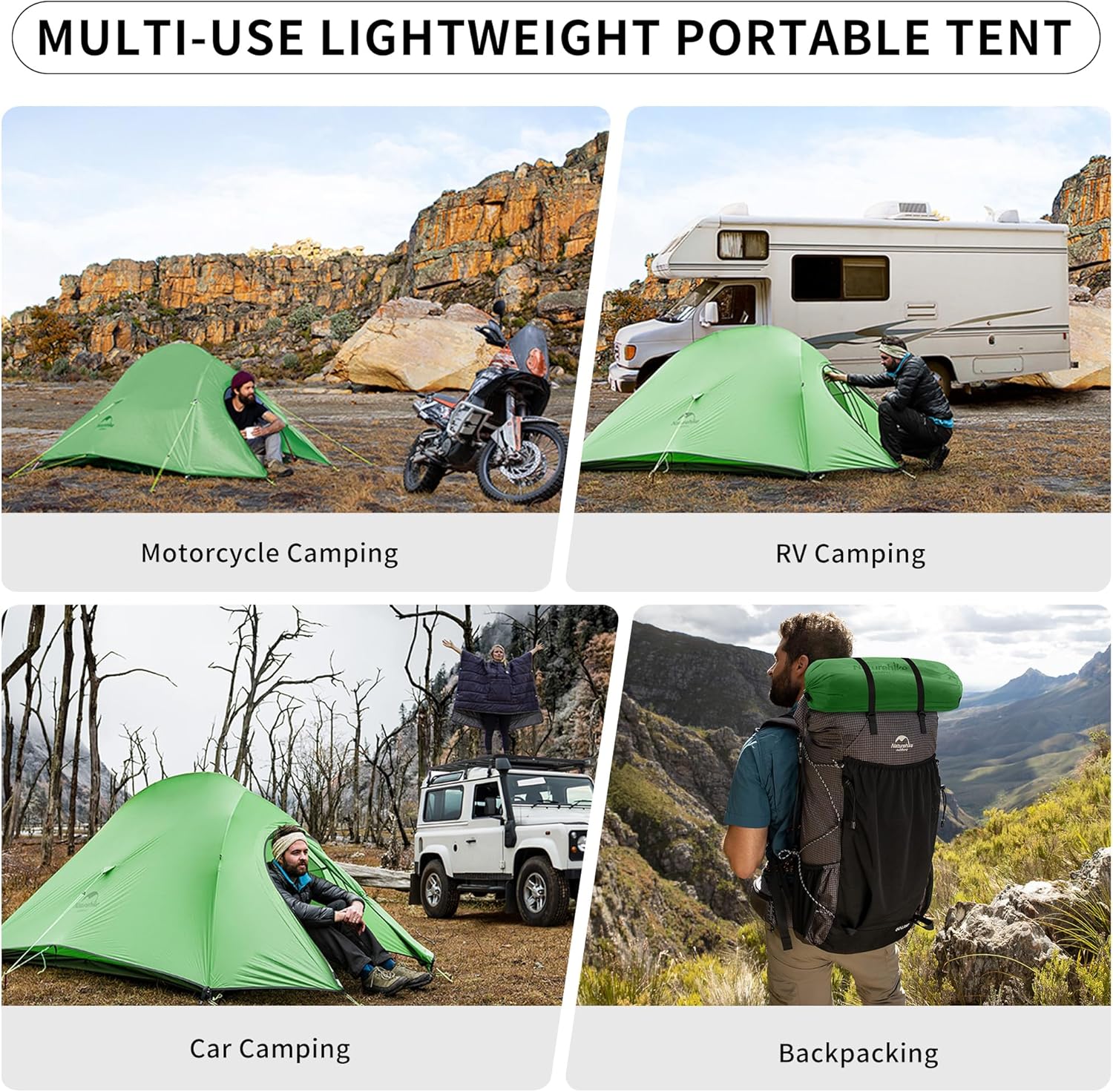 Thumbnail 5 de Naturehike Cloud-Up 2: Tente de camping légère pour 2 personnes (3–4 saisons) - Upg Vert 210T