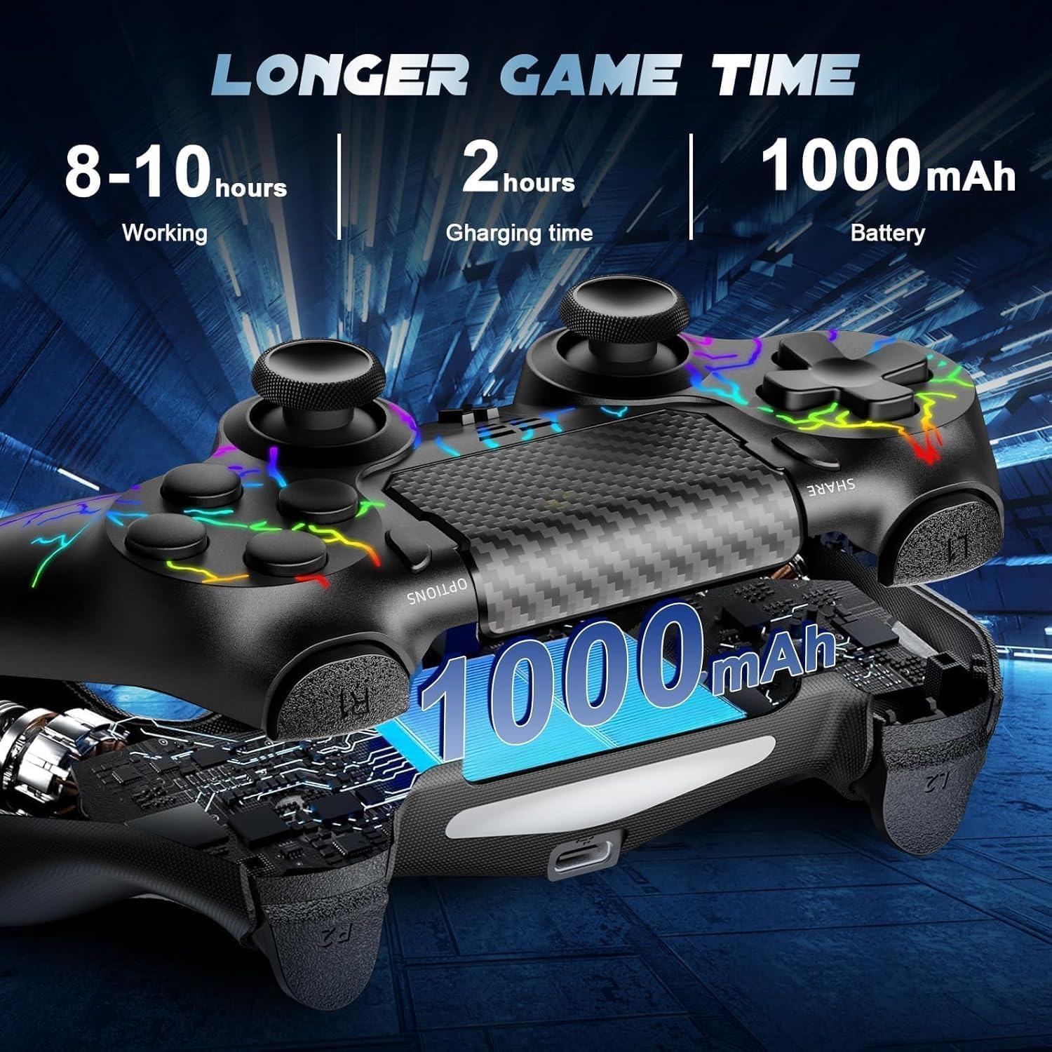 Thumbnail 3 de Suoxiom Wireless Controller for P4 (P4 Pro, P4 Slim) & PC with Bluetooth, Touch Panel, 3.5mm Audio Jack and Vibration