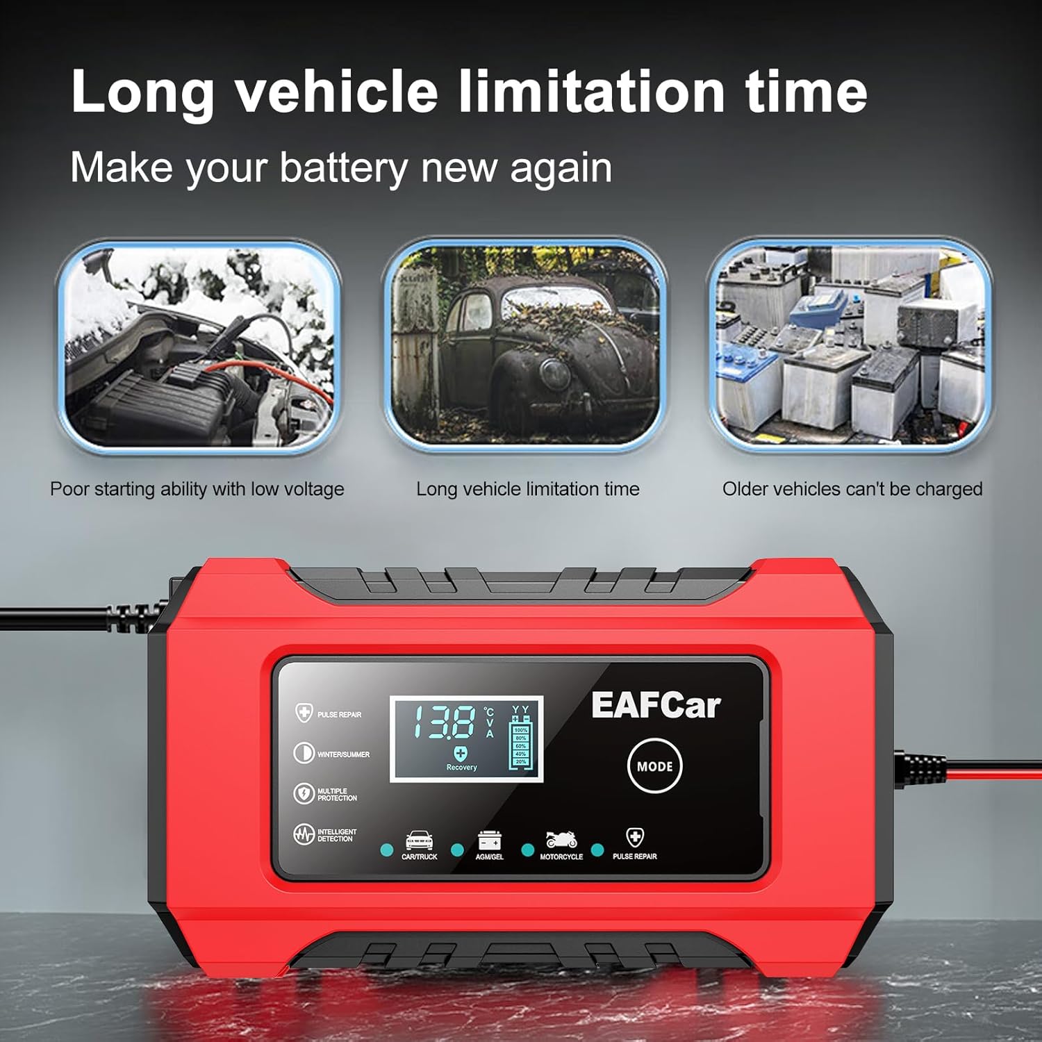 Detalle 2 de EAFCar 6A 12V Car Battery Charger