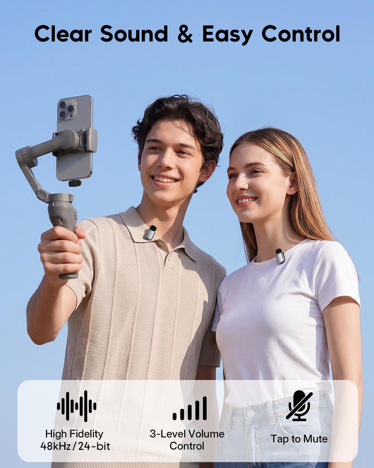 Detalle de ZealSound M6 Mini Wireless Lavalier Microphone with Dual Mics and Noise Reduction